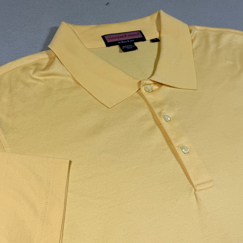 Vineyard Vines Mens Short Sleeve Polo Shirt Pale Yellow Classic Fit XL